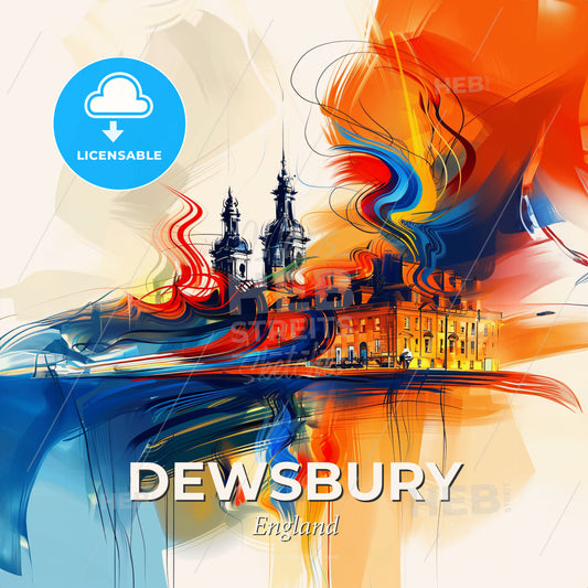 Vibrant Dewsbury, England - A Colorful Painting Of A Building - Square format print template