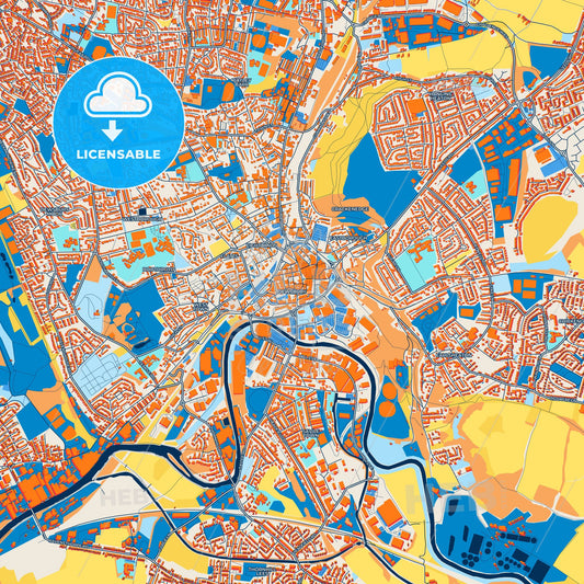 Colorful Dewsbury Street Map with Labels and Buildings