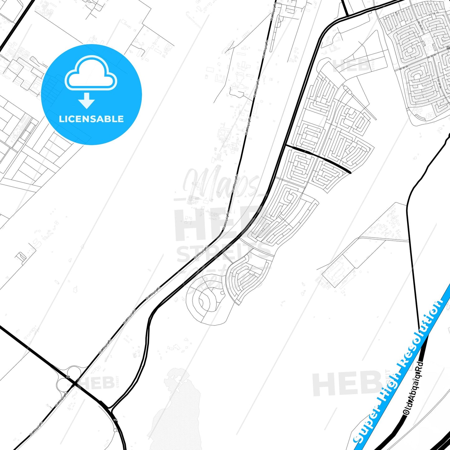 Dhahran, Saudi Arabia Light Map with Street Names, City Names, and Districts