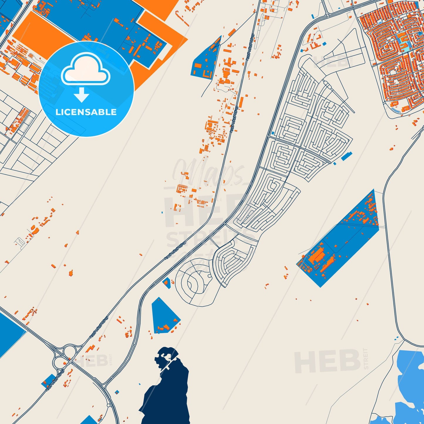 Colorful Dhahran Street Map with Labels and Buildings