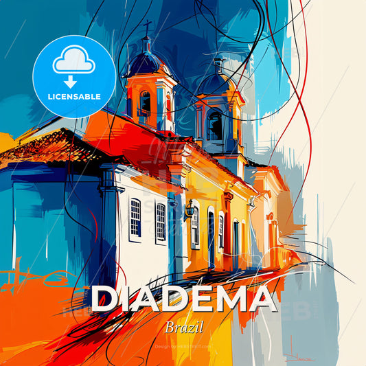 Vibrant Diadema, Brazil - A Painting Of A Building - Square format print template