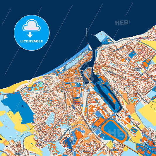 Colorful Dieppe Street Map with Labels and Buildings