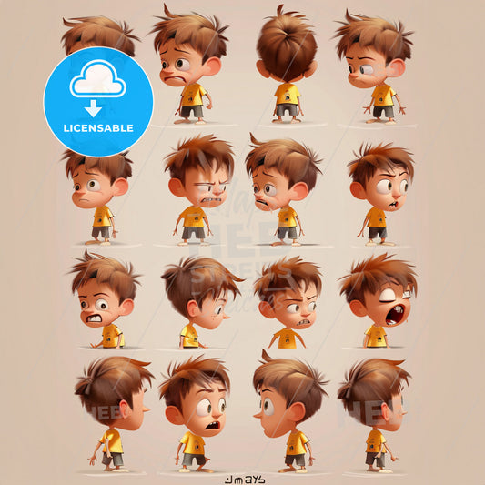 A Cartoon Character With Different Expressions