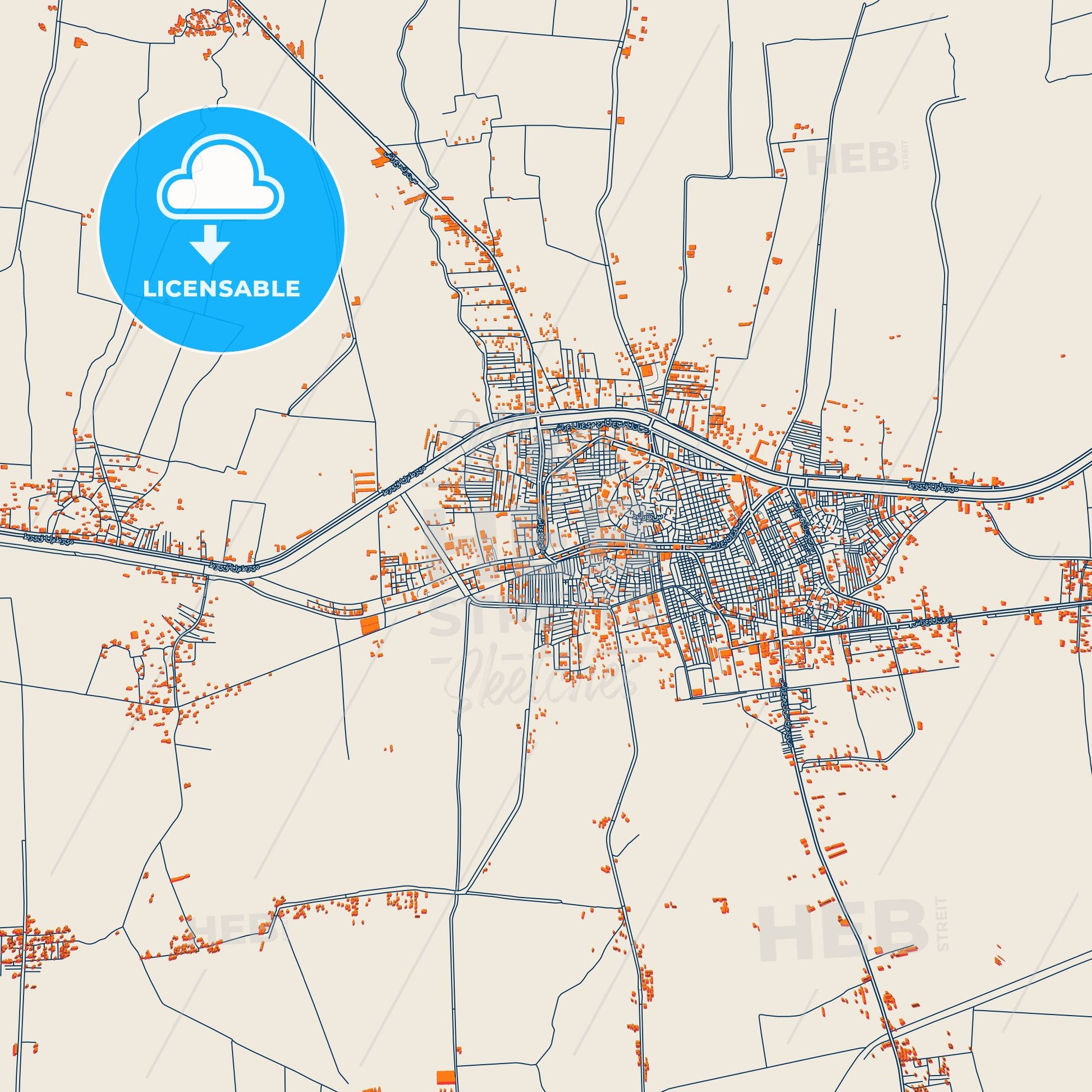 Colorful Dikirnis Street Map with Labels and Buildings
