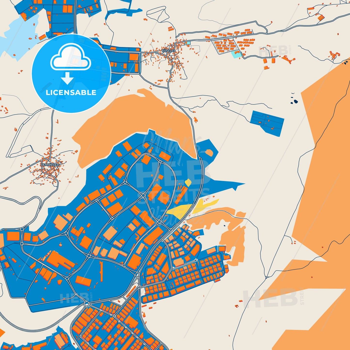 Colorful Dilovası Street Map with Labels and Buildings