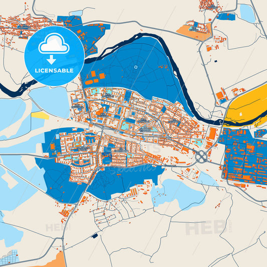 Colorful Dimitrovgrad Street Map with Labels and Buildings