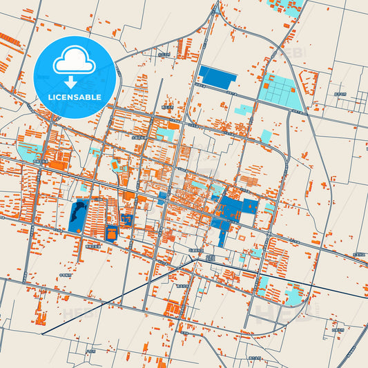 Colorful Dingzhou Street Map with Labels and Buildings