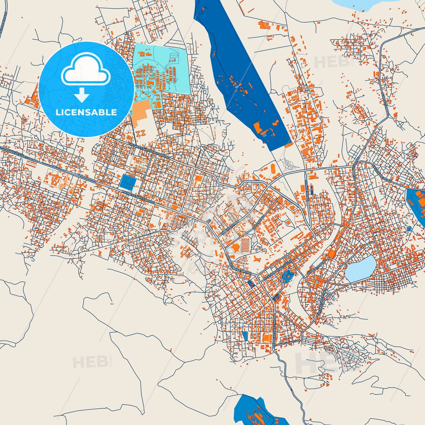 Colorful Dire Dawa Street Map with Labels and Buildings