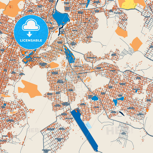 Colorful Divinopolis Street Map with Labels and Buildings