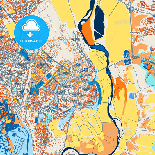 Colorful Diyarbakır Street Map with Labels and Buildings