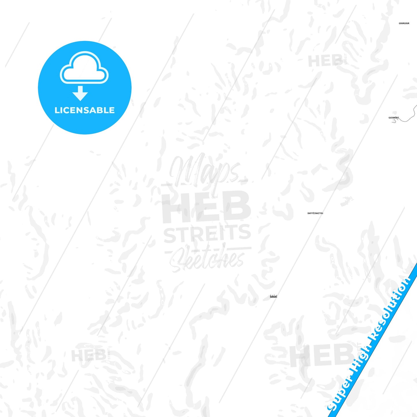 Djibouti, Djibouti Light Map with Street Names, City Names, and Districts