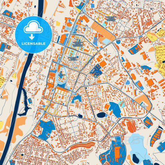 Colorful Dmitrov Street Map with Labels and Buildings