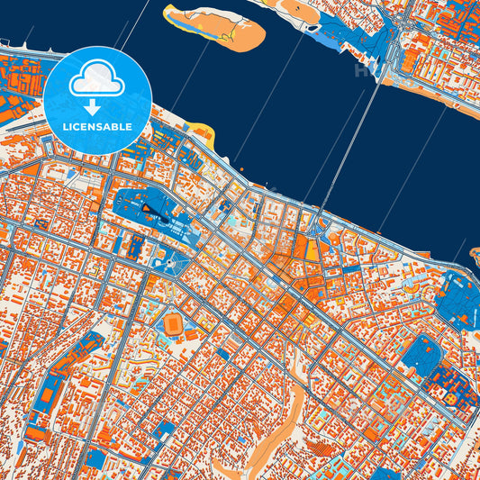 Colorful Dnipro Street Map with Labels and Buildings