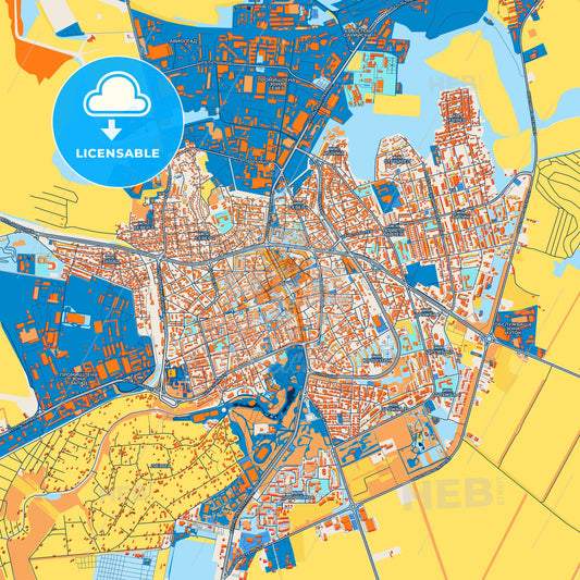 Colorful Dobrich Street Map with Labels and Buildings