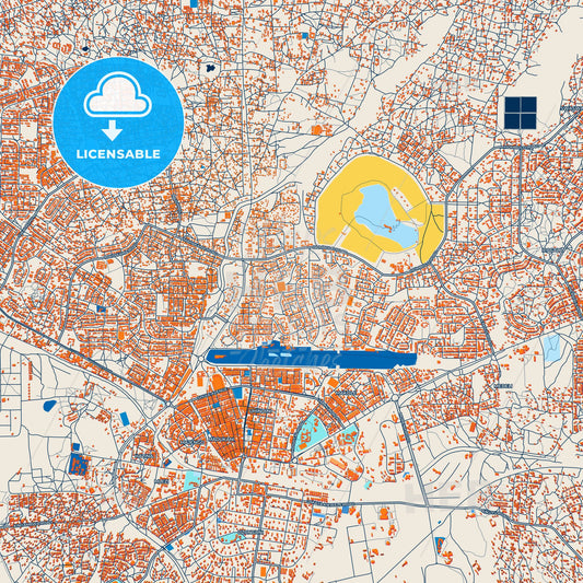 Colorful Dodoma Street Map with Labels and Buildings