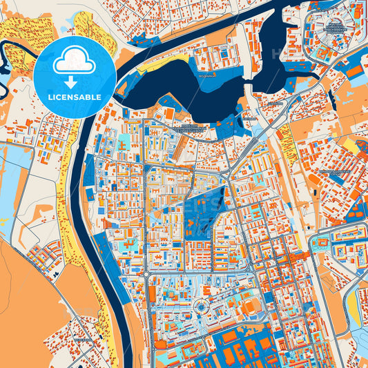 Colorful Dolgoprudny Street Map with Labels and Buildings