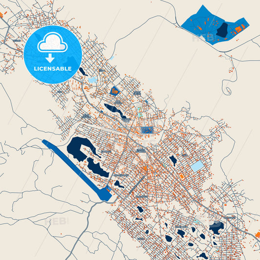 Colorful Dolisie Street Map with Labels and Buildings