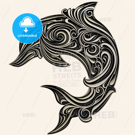 Dolphin - A Dolphin With Swirls And Swirls