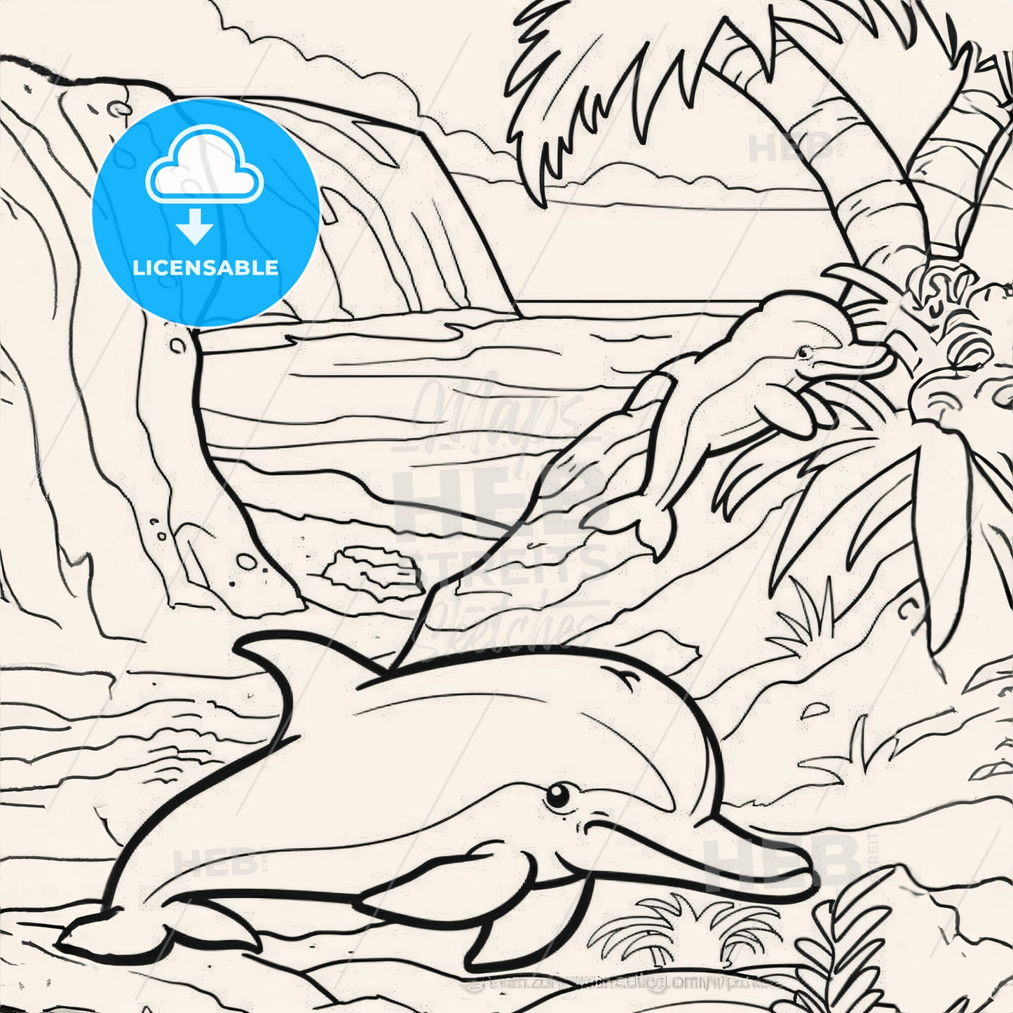 Dolphin - A Coloring Page Of A Dolphin And A Baby Dolphin