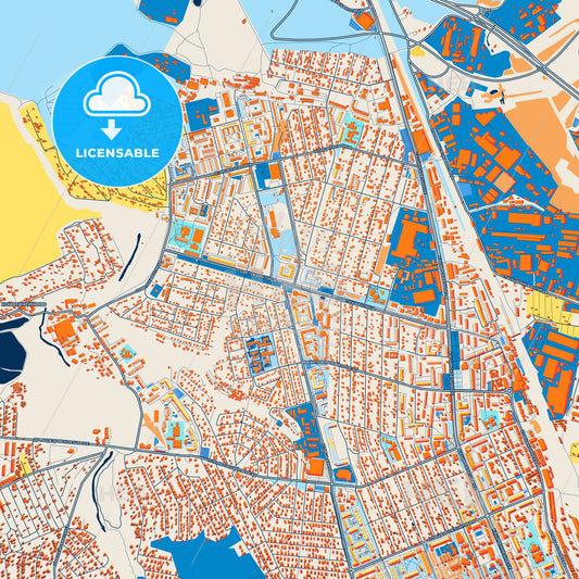 Colorful Domodedovo Street Map with Labels and Buildings