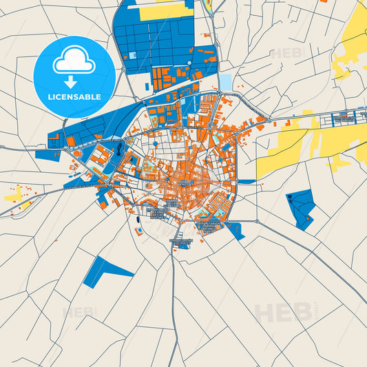 Colorful Don Benito Street Map with Labels and Buildings