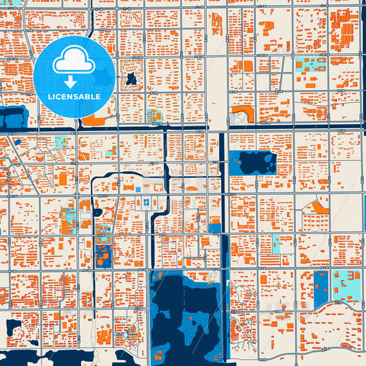 Colorful Dongying Street Map with Labels and Buildings