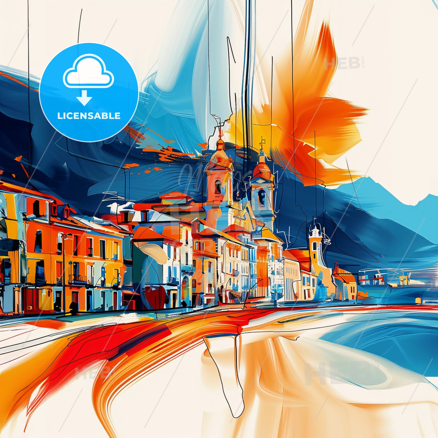 Vibrant Donostia / San Sebastián, Spain - A Colorful Painting Of A Town