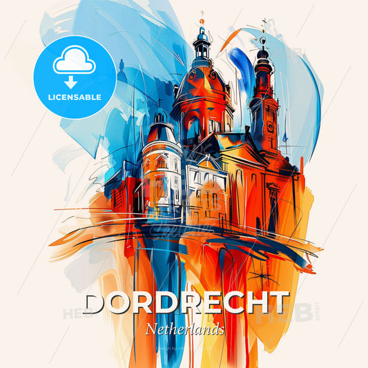 Vibrant Dordrecht, Netherlands - A Painting Of A Building - Square format print template