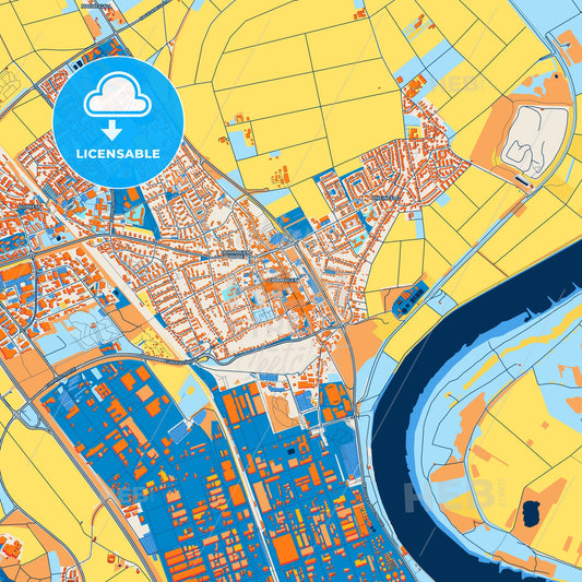 Colorful Dormagen Street Map with Labels and Buildings