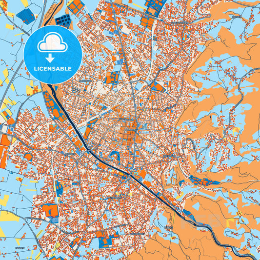 Colorful Dornbirn Street Map with Labels and Buildings