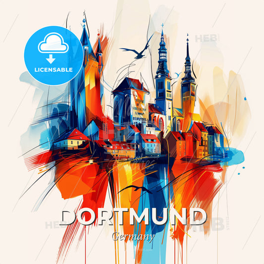 Vibrant Dortmund, Germany - A Painting Of A City - Square format print template