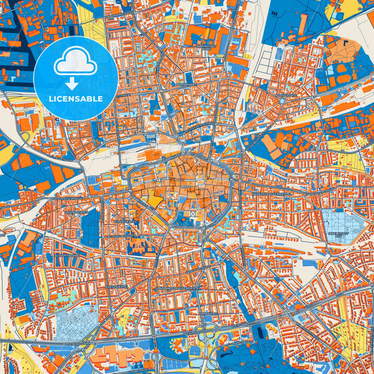Colorful Dortmund Street Map with Labels and Buildings