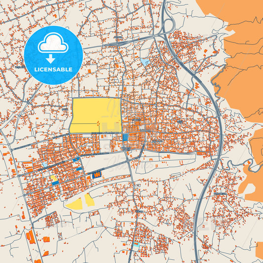 Colorful Dörtyol Street Map with Labels and Buildings