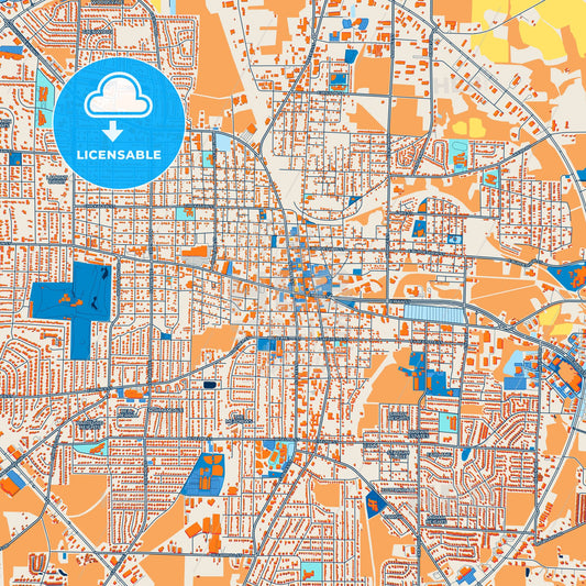 Colorful Dothan Street Map with Labels and Buildings