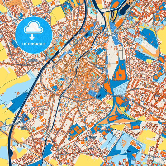 Colorful Douai Street Map with Labels and Buildings