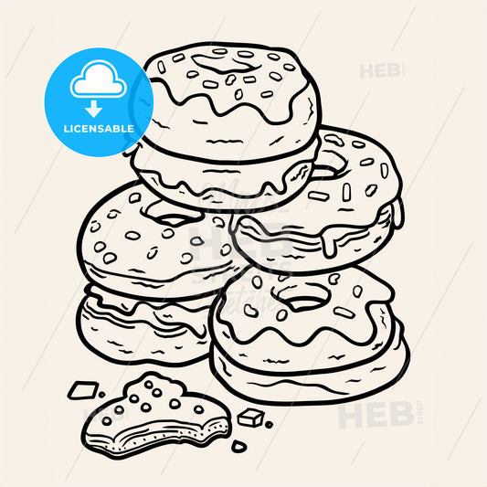 Doughnuts - A Stack Of Donuts With A Bite Taken Out Of It