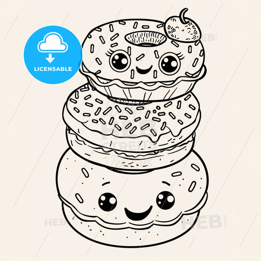 Doughnuts - A Stack Of Donuts With A Face
