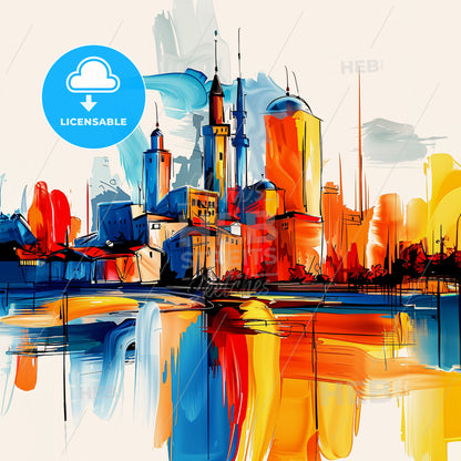 Vibrant Douma, Syria - A Painting Of A City