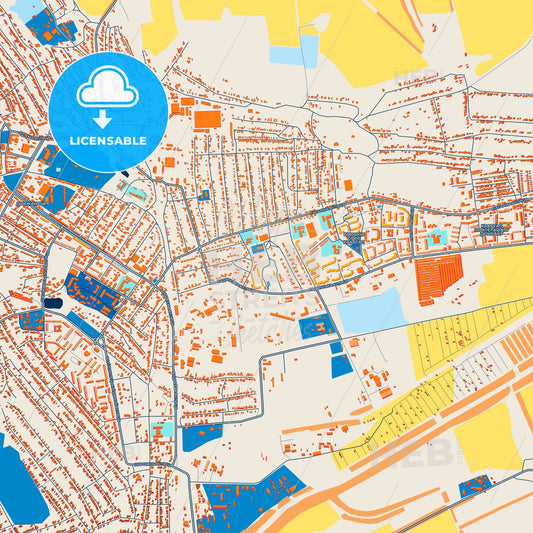 Colorful Dovzhansk Street Map with Labels and Buildings