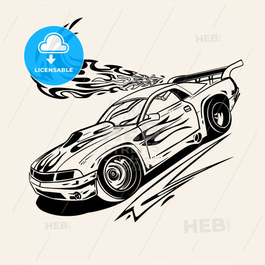 Drag Race Car - A Car With Flames Coming Out Of The Roof