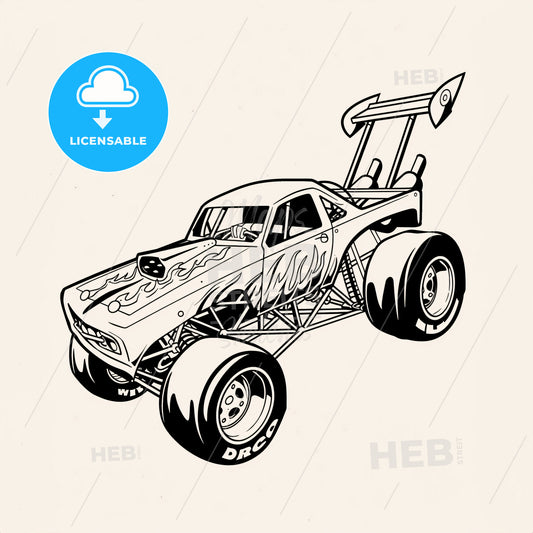 Dragster Racing Car - A Cartoon Of A Monster Truck