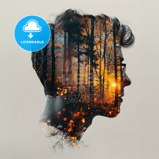 Dreams and Streams: Natureâ€™s Narrative - A mans face with a forest in the background