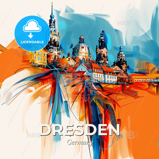 Vibrant Dresden, Germany - A Painting Of A City - Square format print template