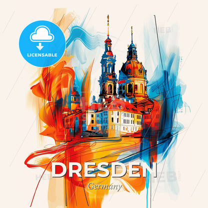 Vibrant Dresden, Germany - A Painting Of A Building - Square format print template