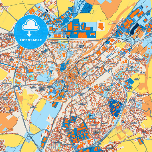 Colorful Dreux Street Map with Labels and Buildings