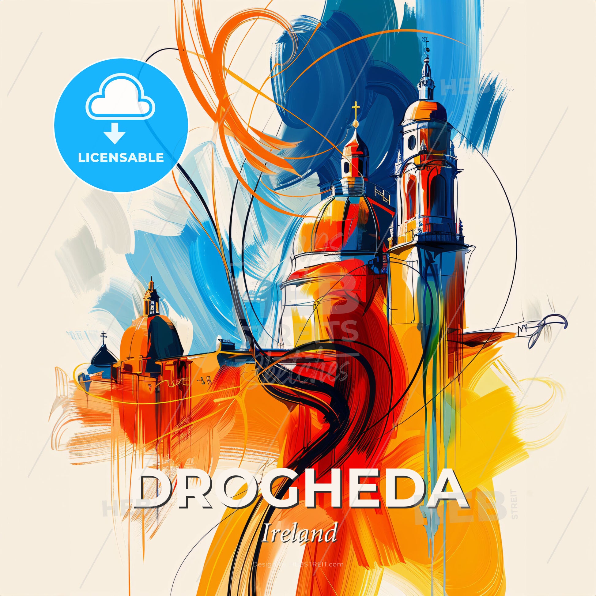 Vibrant Drogheda, Ireland - A Painting Of A Building - Square format print template