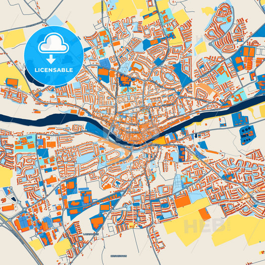 Colorful Drogheda Street Map with Labels and Buildings