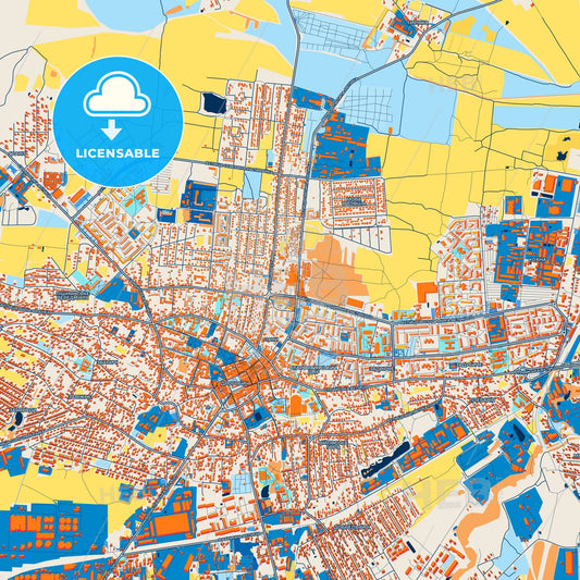 Colorful Drohobych Street Map with Labels and Buildings