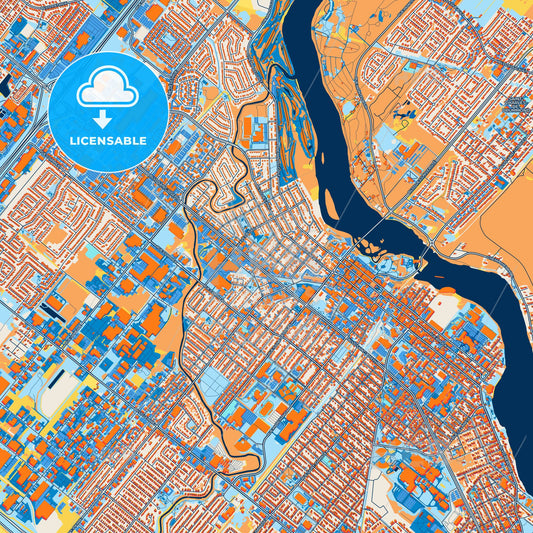 Colorful Drummondville Street Map with Labels and Buildings