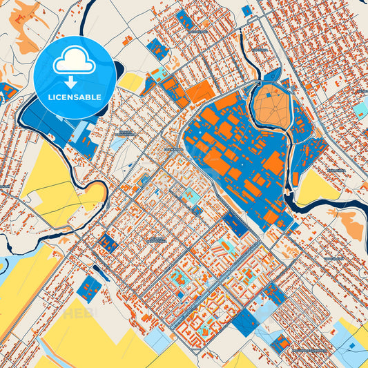 Colorful Druzhkivka Street Map with Labels and Buildings